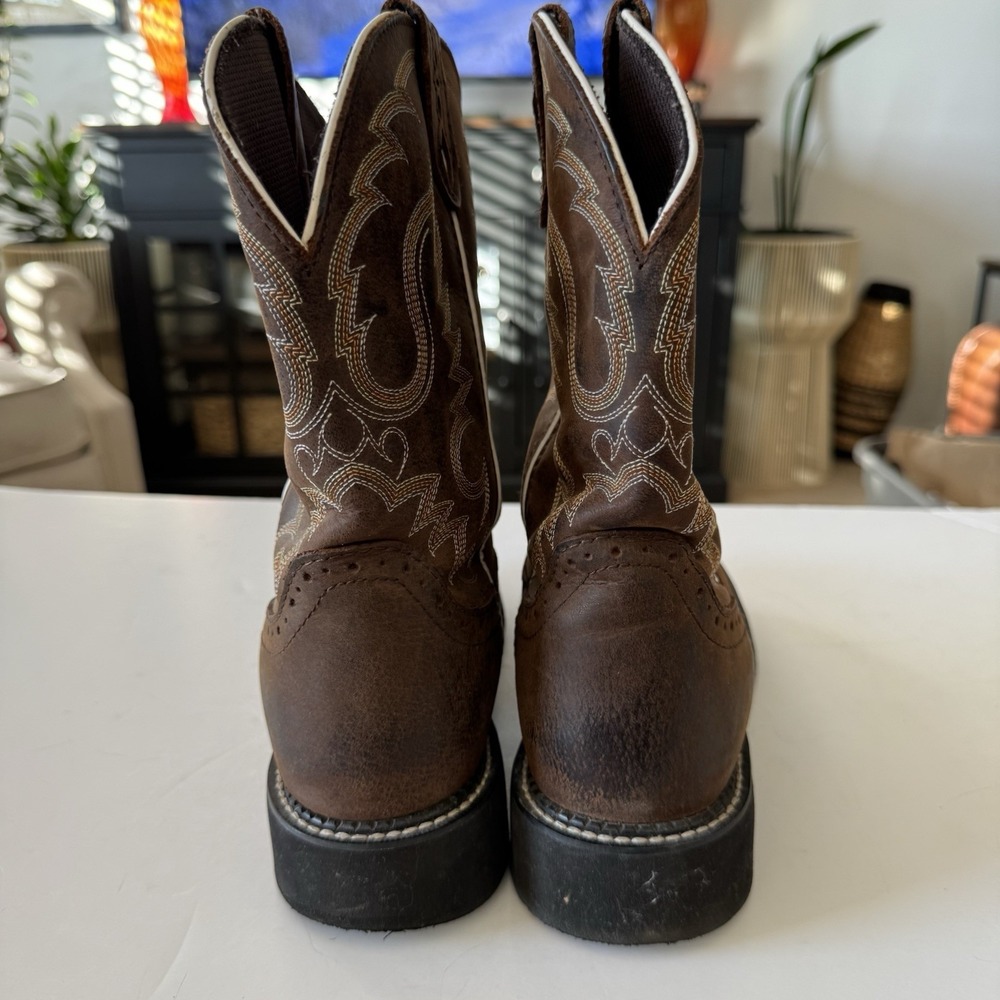 Justin Gypsy Brown Leather Square Toe Boots Cowgirl Western Women's Size 10B - Picture 5 of 15